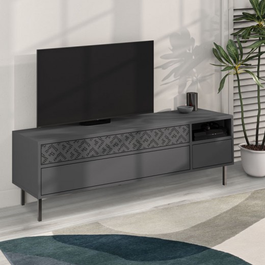 Έπιπλο τηλεόρασης Heaton Megapap χρώμα ανθρακί 144,6x35,6x48,4εκ.