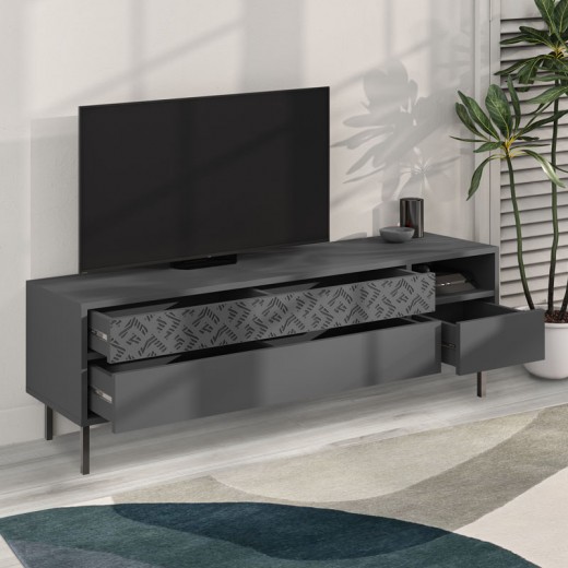 Έπιπλο τηλεόρασης Heaton Megapap χρώμα ανθρακί 144,6x35,6x48,4εκ.
