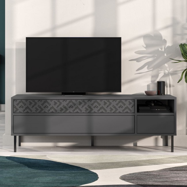 Έπιπλο τηλεόρασης Heaton Megapap χρώμα ανθρακί 144,6x35,6x48,4εκ.