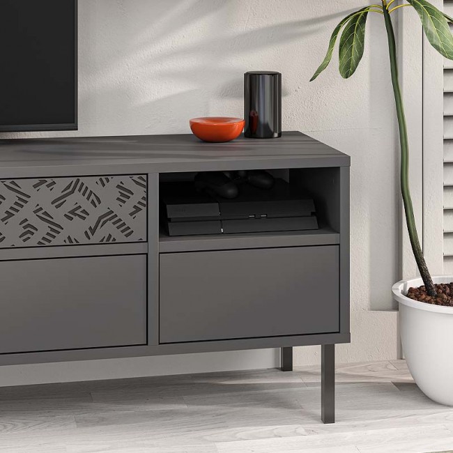 Έπιπλο τηλεόρασης Heaton Megapap χρώμα ανθρακί 144,6x35,6x48,4εκ.