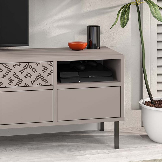 Έπιπλο τηλεόρασης Heaton Megapap χρώμα ανοιχτή μόκα 144,6x35,6x48,4εκ.