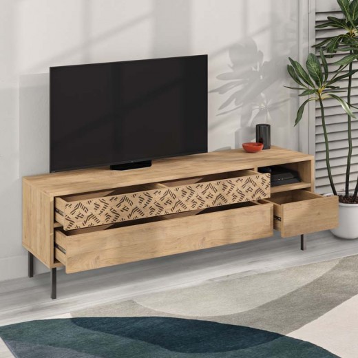 Έπιπλο τηλεόρασης Heaton Megapap χρώμα φυσικό οξιάς 144,6x35,6x48,4εκ.