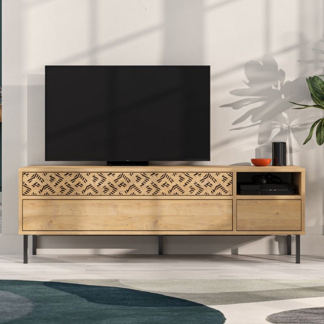 Έπιπλο τηλεόρασης Heaton Megapap χρώμα φυσικό οξιάς 144,6x35,6x48,4εκ.