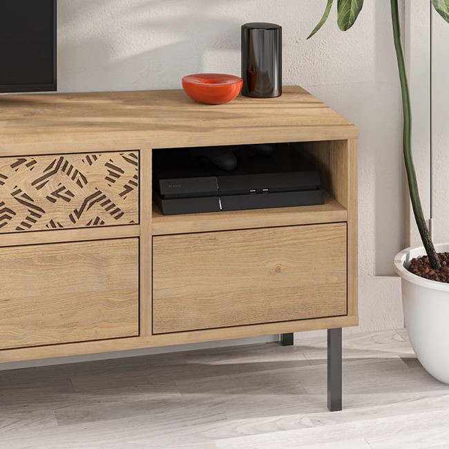 Έπιπλο τηλεόρασης Heaton Megapap χρώμα φυσικό οξιάς 144,6x35,6x48,4εκ.