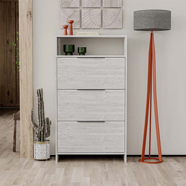 Παπουτσοθήκη Kaju Megapap χρώμα λευκό αντικέ 78x28x139εκ.