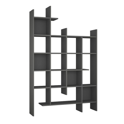 Βιβλιοθήκη Manco Megapap χρώμα ανθρακί 122x25,5x188εκ.