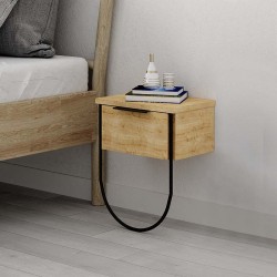 Κομοδίνο επιτοίχιο Norfolk Megapap χρώμα φυσικό οξιάς 33x25x44εκ.