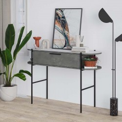 Κονσόλα Otis Megapap χρώμα γκρι ρετρό - λευκό 130x38x86,2εκ.