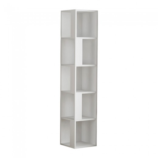 Βιβλιοθήκη γωνιακή Piano Megapap χρώμα λευκό 31,4x31,4x158,9εκ.