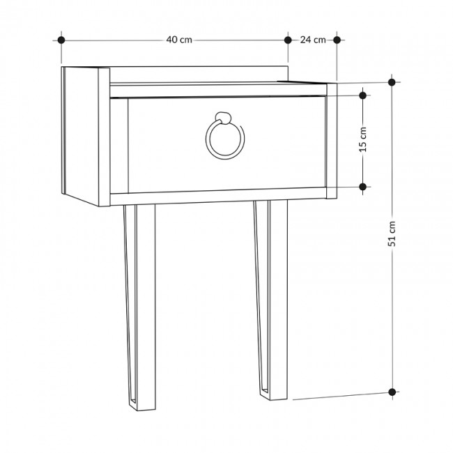 Κομοδίνο επιτοίχιο Sponge Megapap χρώμα φυσικό οξιάς 40x24x51εκ.