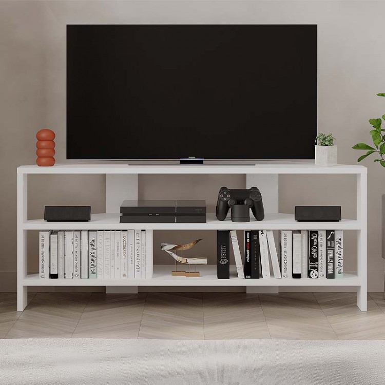 Έπιπλο τηλεόρασης γωνιακό Thales Megapap μελαμίνης χρώμα λευκό 110x36x45εκ.