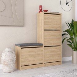 Παπουτσοθήκη Dude Megapap χρώμα φυσικό οξιάς 104,8x26x118,5εκ.
