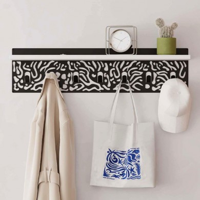 Wall hanger Novo Megapap made of metal - melamine color white - black 80x12.2x20cm.