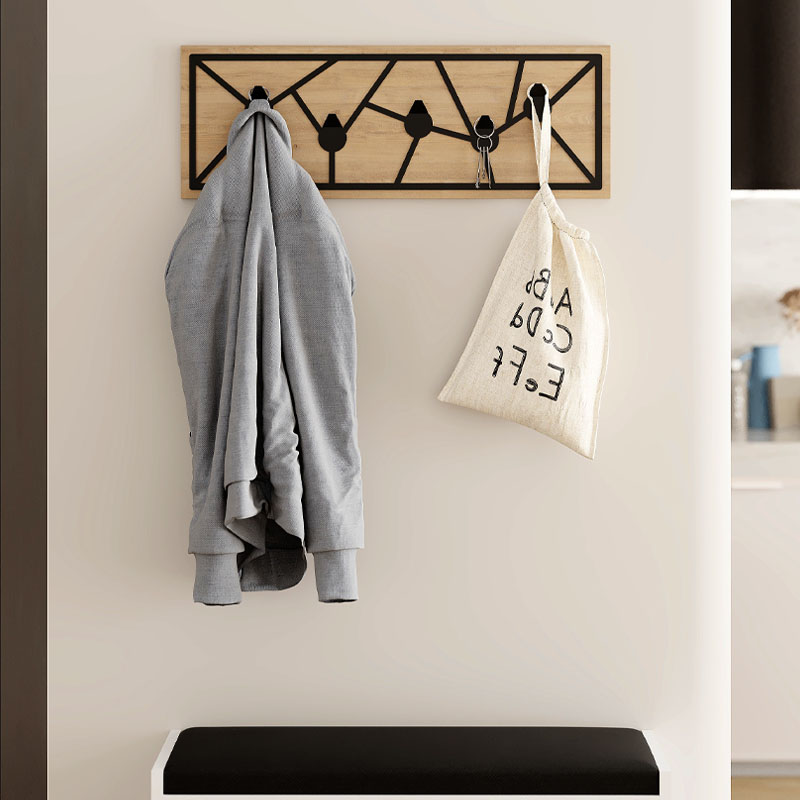 Trace Megapap wall hanger made of metal - melamine color sapphire oak 74,6x1.8x26,6cm.