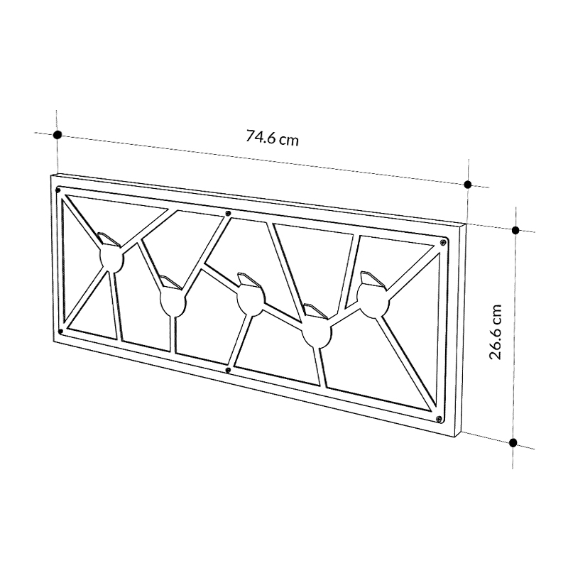 Trace Megapap wall hanger made of metal - melamine color sapphire oak 74,6x1.8x26,6cm.