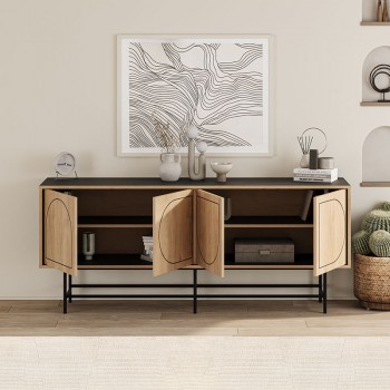 Μπουφές Joji Megapap χρώμα sapphire oak - silky black 186,8x40x77,6εκ. Μπουφές Joji Megapap χρώμα sapphire oak - silky black 186,8x40x77,6εκ.