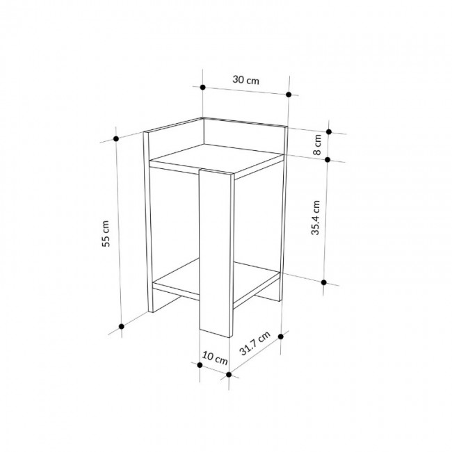 Κομοδίνο Elos Megapap χρώμα λευκό - saphhire oak 30x31,7x55εκ.