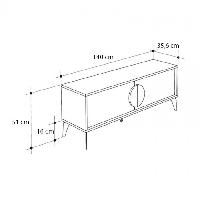 Έπιπλο τηλεόρασης Gora Megapap χρώμα sapphire oak - λευκό 140x35,6x51εκ.