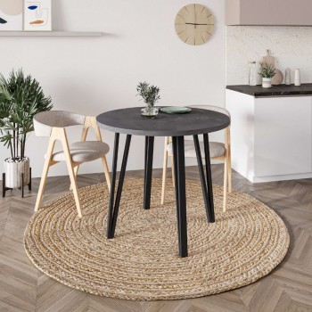 Xana Megapap melamine - metal dining table in retro grey color Ø90x77,5cm.