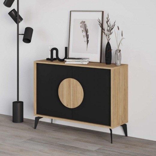 Μπουφές Gora Megapap χρώμα sapphire oak - silky black 110x40x82εκ.