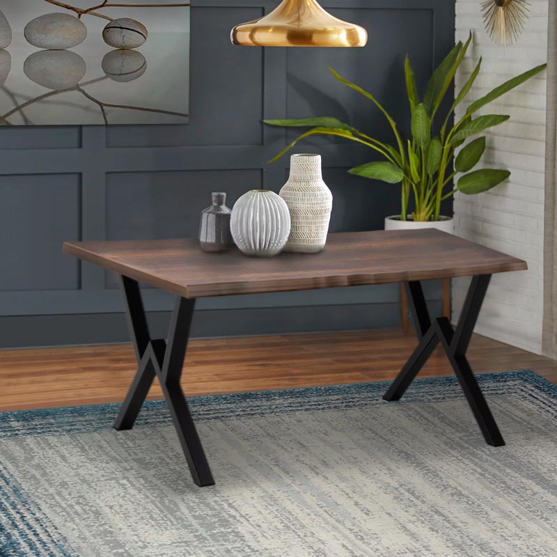 Walter Megapap Mdf/metallic table in walnut color 140x80x75cm.