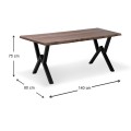 Walter Megapap Mdf/metallic table in walnut color 140x80x75cm.