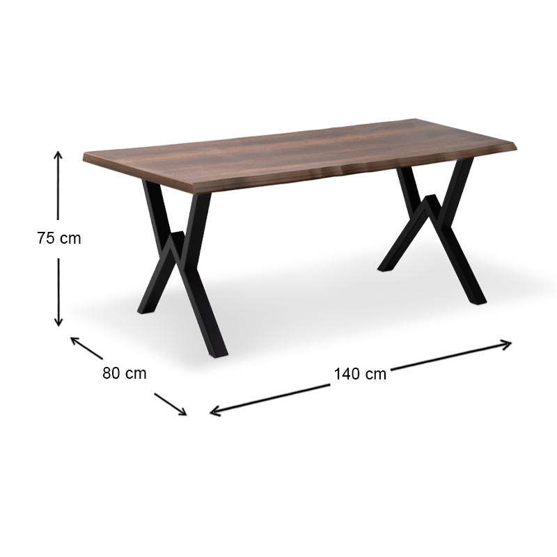 Walter Megapap Mdf/metallic table in walnut color 140x80x75cm.