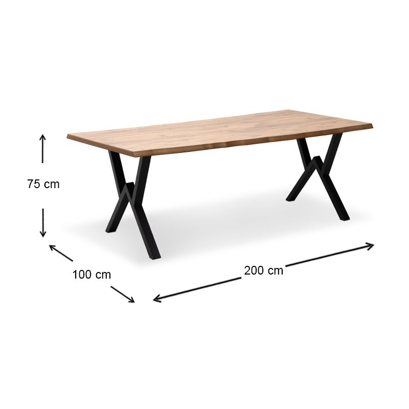 Walter Megapap Mdf/metallic table in acacia color 200x100x75cm.
