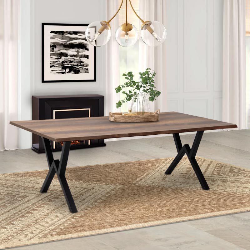 Walter Megapap Mdf/metallic table in walnut color 200x100x75cm.