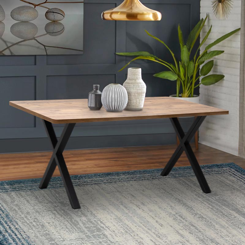 Jeremy Megapap Mdf/metallic table in acacia color 140x80x75cm.