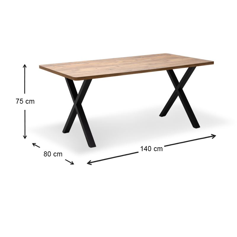 Jeremy Megapap Mdf/metallic table in acacia color 140x80x75cm.