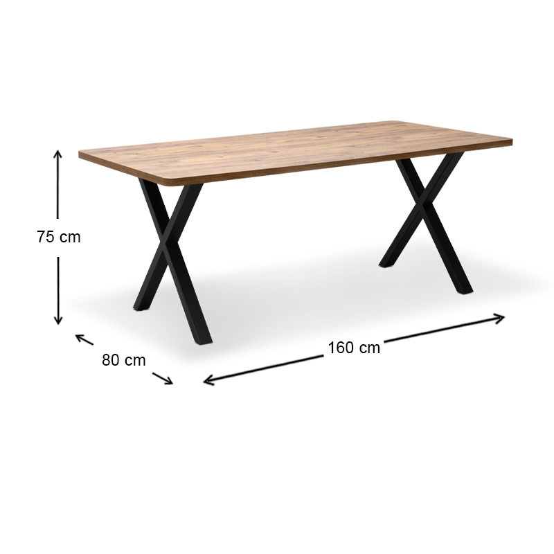 Jeremy Megapap Mdf/metallic table in acacia color 160x80x75cm.