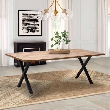 Jeremy Megapap Mdf/metallic table in acacia color 200x100x75cm.