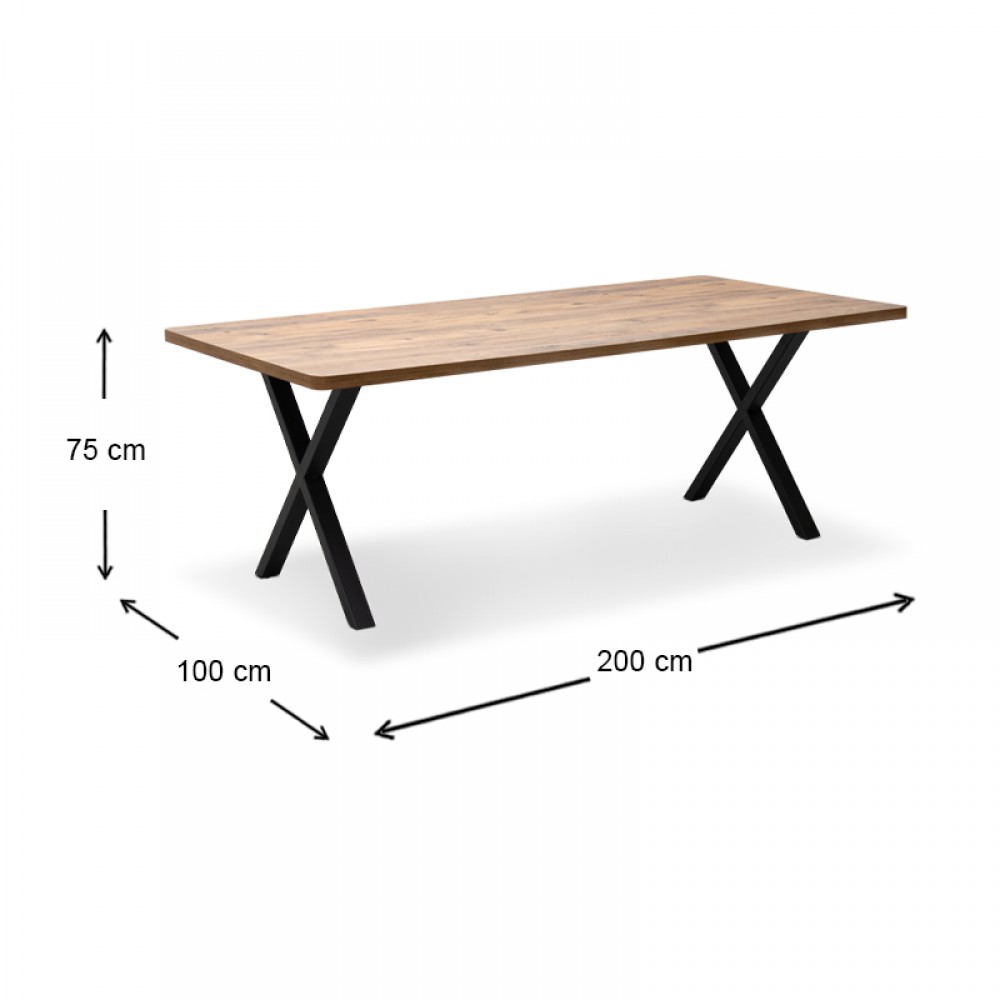 Τραπέζι Jeremy Megapap Mdf - μεταλλικό χρώμα ακακίας 200x100x75εκ.