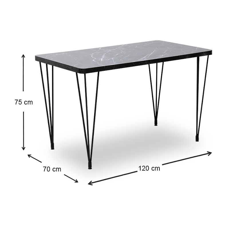 Roger Megapap Mdf/metallic table in black marble effect color 120x70x75cm.