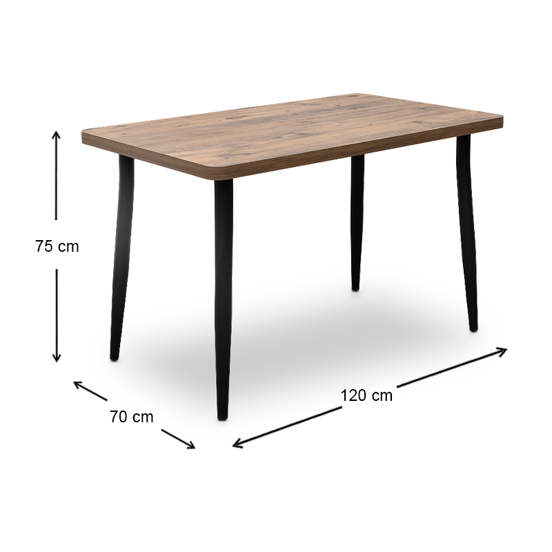Levico Megapap Mdf/metallic table in acacia color 120x70x75cm.