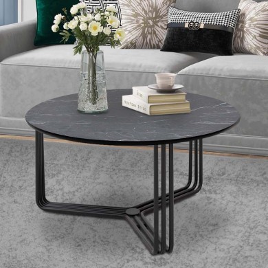 Catania Megapap Mdf/metallic coffee table in black marble effect color 82,5x82,5x42cm.