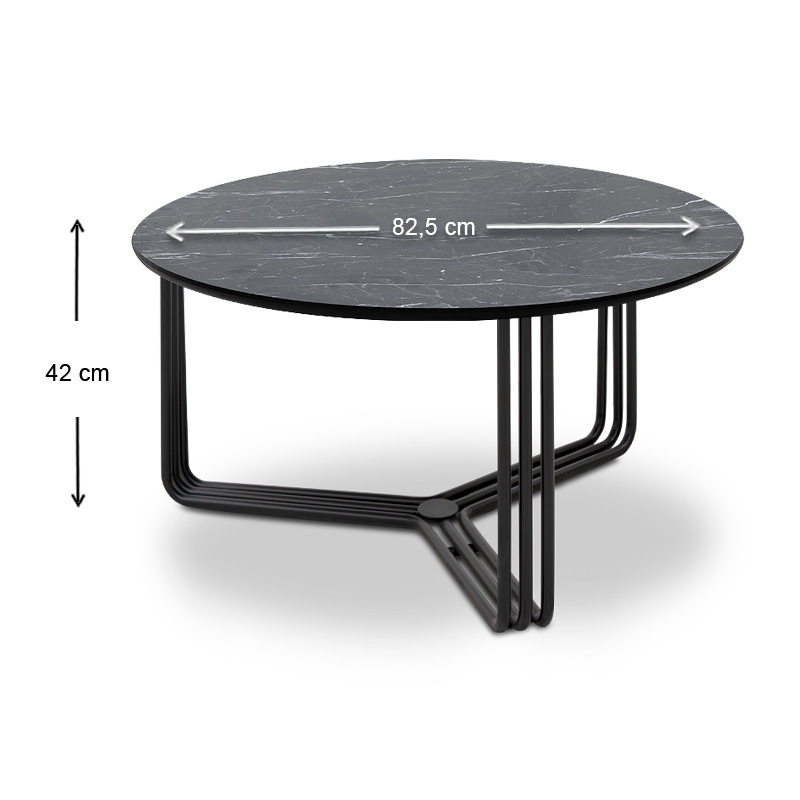 Catania Megapap Mdf/metallic coffee table in black marble effect color 82,5x82,5x42cm.
