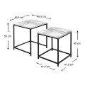 Florence Megapap side tables zigon set of 2 Mdf - metallic color beige marble effect 46x46x50cm.