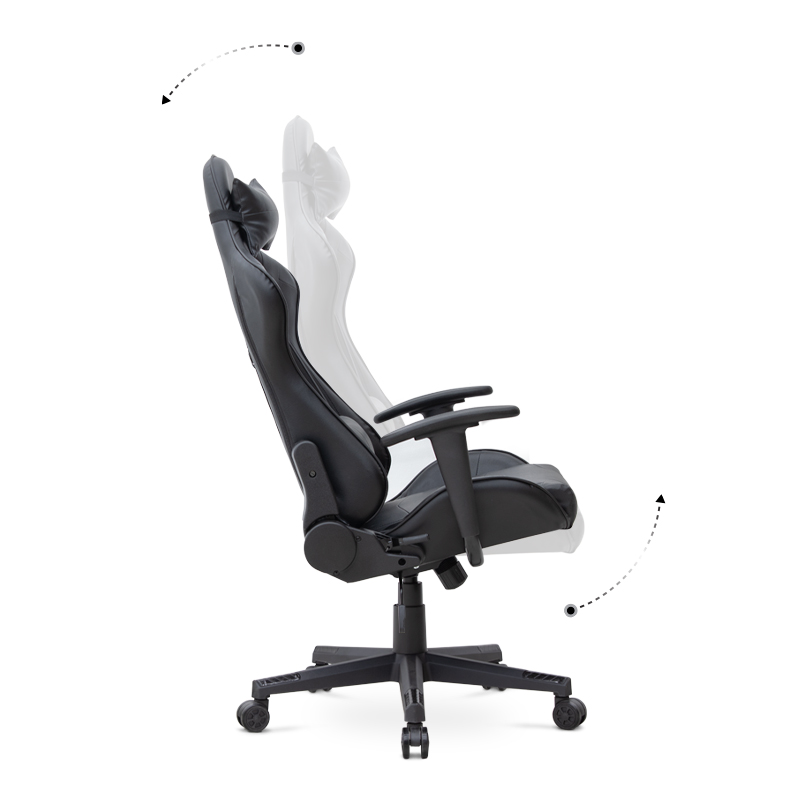 Alonso Megapap PU leather office gaming chair in black color 67x70x125/135cm.
