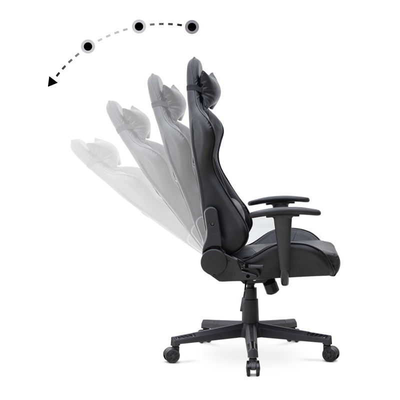 Alonso Megapap PU leather office gaming chair in black color 67x70x125/135cm.