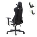Alonso Megapap PU leather office gaming chair in white - black color 67x70x125/135cm.