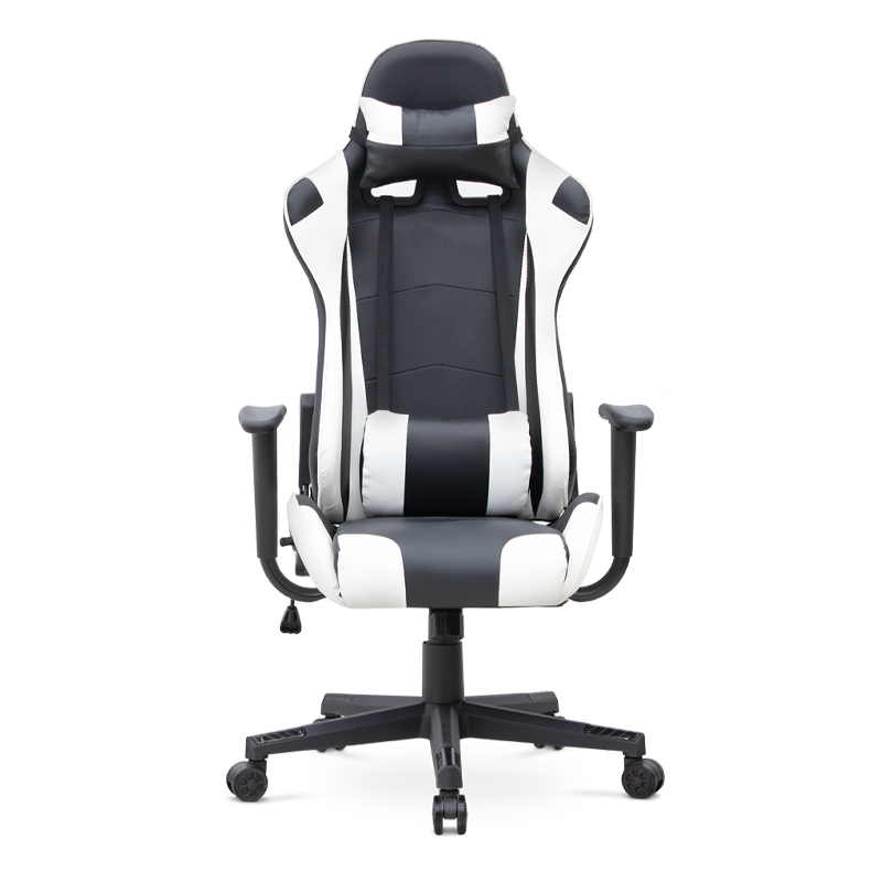 Alonso Megapap PU leather office gaming chair in white - black color 67x70x125/135cm.