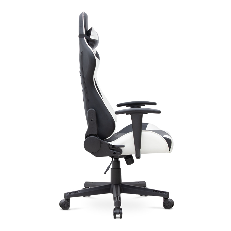 Alonso Megapap PU leather office gaming chair in white - black color 67x70x125/135cm.