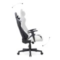 Alonso Megapap PU leather office gaming chair in white - black color 67x70x125/135cm.