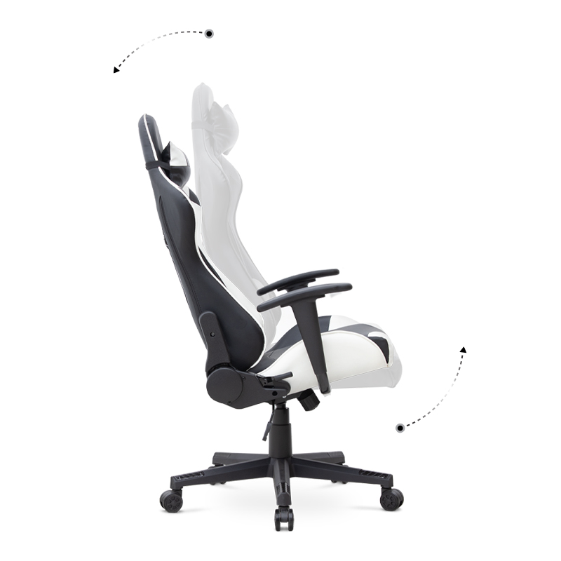 Alonso Megapap PU leather office gaming chair in white - black color 67x70x125/135cm.