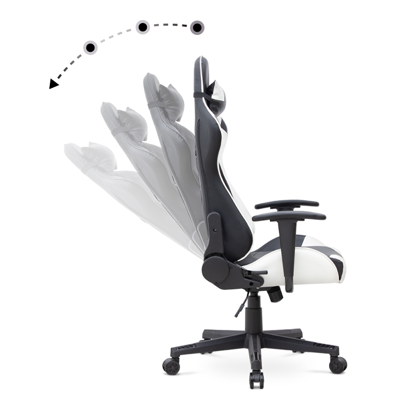 Alonso Megapap PU leather office gaming chair in white - black color 67x70x125/135cm.