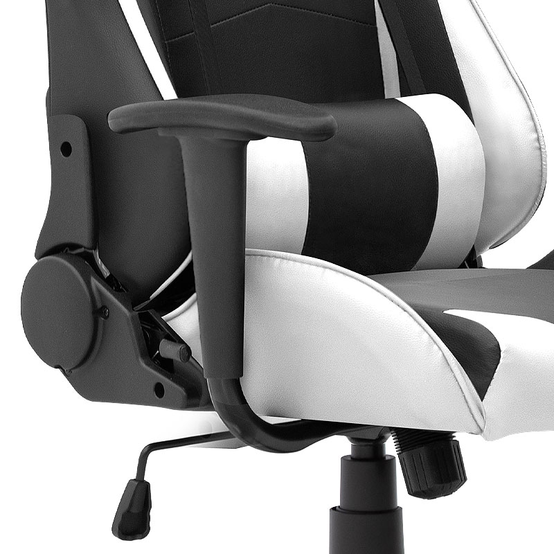 Alonso Megapap PU leather office gaming chair in white - black color 67x70x125/135cm.