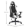 Alonso Megapap PU leather office gaming chair in white - black color 67x70x125/135cm.
