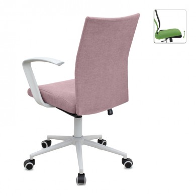 Berlin Megapap office chair with linen fabric in pink - white color 64x63x89/96cm.